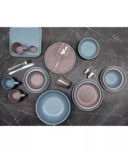 Set 16 stoviglie da campeggio Brunner "Lunch Box Dolomit" in melamina blu
