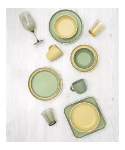 Set 16 stoviglie da campeggio Brunner "Lunch Box Dolomit" in melamina verde