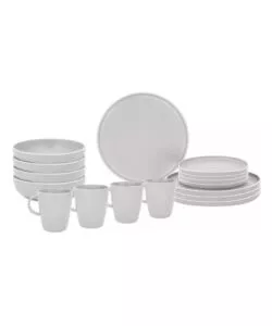 Set 16 stoviglie da campeggio Brunner "Lunch Box Dolomit" in melamina bianco