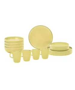 Set 16 stoviglie da campeggio Brunner "Lunch Box Dolomit" in melamina giallo