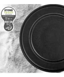 Set 16 stoviglie da campeggio Brunner "Lunch box Odette Double Black" in melamina nero