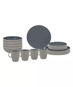 Set 16 stoviglie da campeggio Brunner "Lunch Box Trilogy Dark" in melamina grigio