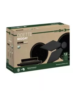 Set 12 stoviglie da campeggio Brunner "Midday Odette Double Black" in melamina nero