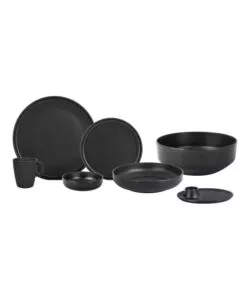 Set 12 stoviglie da campeggio Brunner "Midday Odette Double Black" in melamina nero