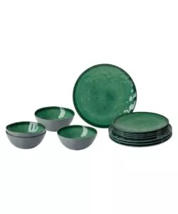 Set 12 stoviglie da campeggio Brunner "Midday Sea Green" in melamina verde