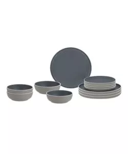 Set 12 stoviglie da campeggio Brunner "Midday Trilogy Grey" in melamina grigio