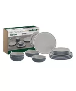 Set 12 stoviglie da campeggio Brunner "Midday Trilogy Grey" in melamina blu