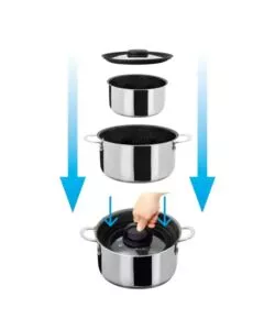 Set pentole da campeggio Brunner "Academy Vacum 5+1 Ø 22 cm" in acciaio inox