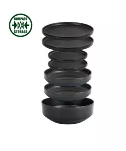 Set 7 stoviglie da campeggio brunner "6 in 1 Odette Double Black" in melamina nero
