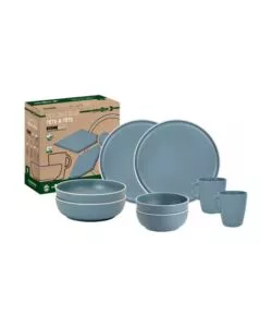Set 8 stoviglie da campeggio Brunner "Dolomit" in melamina blu