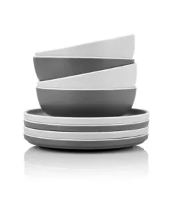 Set 8 stoviglie da campeggio Brunner "Dolomit" in melamina grigio