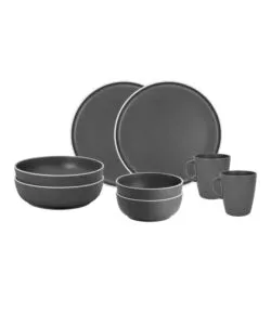 Set 8 stoviglie da campeggio Brunner "Dolomit" in melamina grigio