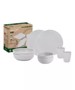 Set 8 stoviglie da campeggio Brunner "Dolomit" in melamina bianco