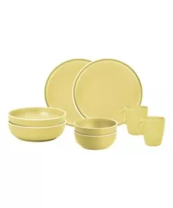 Set 8 stoviglie da campeggio Brunner "Dolomit" in melamina giallo