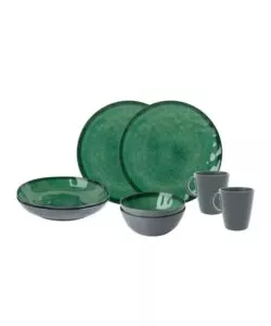 Set 8 stoviglie da campeggio Brunner "Venetian Sea Green" in melamina verde