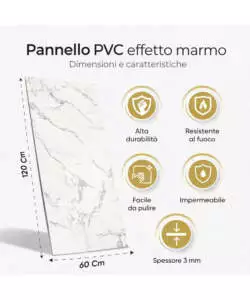 Rivestimento murale fonoisolante Divina Home effetto marmo grigio 60x0,3x120 cm