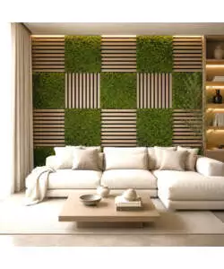 Rivestimento murale fonoassorbente Divina Home in muschio sintetico verde 60x2,1x60 cm 2 pezzi