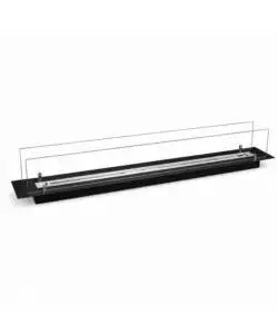 Bruciatore per camino bioetanolo Divina Fire in acciaio inox e vetro nero 119x19,4x21 cm