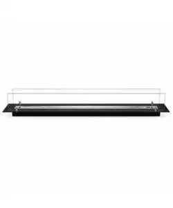 Bruciatore per camino bioetanolo Divina Fire in acciaio inox e vetro nero 119x19,4x21 cm