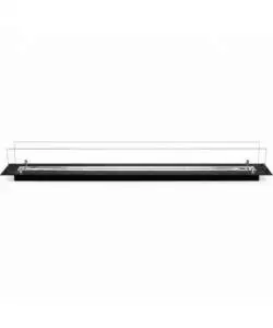 Bruciatore per camino bioetanolo Divina Fire in acciaio inox e vetro nero 148x19,4x21 cm