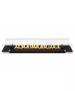 Bruciatore per camino bioetanolo Divina Fire in acciaio inox e vetro nero 90x25x21 cm