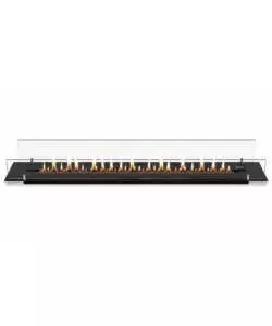Bruciatore per camino bioetanolo Divina Fire in acciaio inox e vetro nero 150x25x21 cm