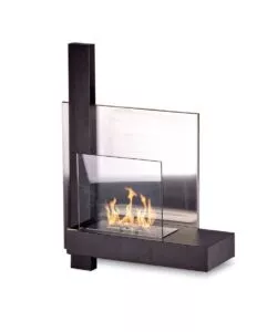Camino bioetanolo da parete Divina Fire "Nizza" in acciaio nero 65x23x75 cm