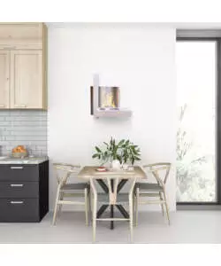 Camino bioetanolo da parete Divina Fire "Nizza" in acciaio bianco 65x23x75 cm