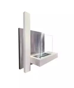 Camino bioetanolo da parete Divina Fire "Nizza" in acciaio bianco 65x23x75 cm