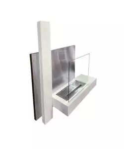Camino bioetanolo da parete Divina Fire "Nizza" in acciaio bianco 65x23x75 cm