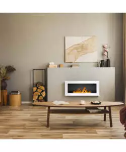 Camino bioetanolo da incasso Divina Fire "Nizza" in acciaio bianco 90x12x40 cm
