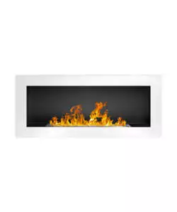Camino bioetanolo da incasso Divina Fire "Nizza" in acciaio bianco 90x12x40 cm