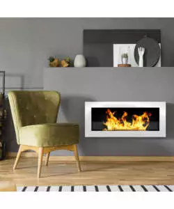 Camino bioetanolo da incasso Divina Fire "Livorno" in acciaio bianco 90x12x40 cm