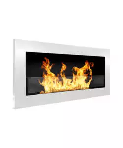 Camino bioetanolo da incasso Divina Fire "Livorno" in acciaio bianco 90x12x40 cm