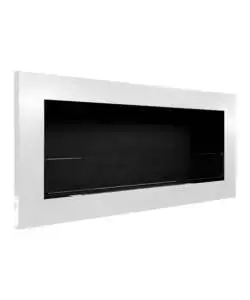 Camino bioetanolo da incasso Divina Fire "Livorno" in acciaio bianco 90x12x40 cm