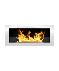 Camino bioetanolo da incasso Divina Fire "Livorno" in acciaio bianco 90x12x40 cm