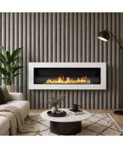 Camino bioetanolo da incasso Divina Fire "Livorno" in acciaio bianco 120x15x40 cm