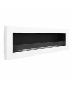 Camino bioetanolo da incasso Divina Fire "Livorno" in acciaio bianco 120x15x40 cm