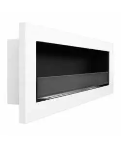 Camino bioetanolo da incasso Divina Fire "Livorno" in acciaio bianco 120x15x40 cm
