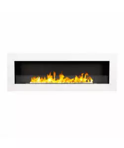 Camino bioetanolo da incasso Divina Fire "Livorno" in acciaio bianco 120x15x40 cm