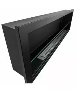 Camino bioetanolo da incasso Divina Fire "Furore" in acciaio nero 150x15x45 cm