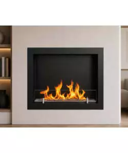 Camino bioetanolo da incasso Divina Fire "Furore" in acciaio nero 60x15x45 cm