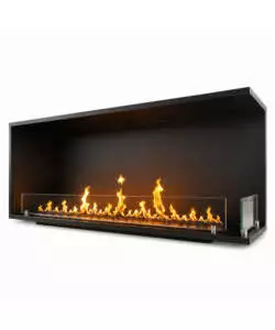 Camino bioetanolo da incasso ad angolo Divina Fire "Urano" in acciaio nero apertura destra 120x30x50 cm