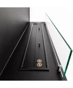 Camino bioetanolo da incasso ad angolo Divina Fire "Urano" in acciaio nero apertura destra 120x30x50 cm