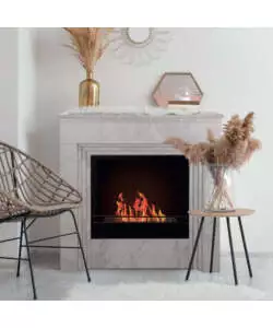 Camino bioetanolo da pavimento Divina Fire "Bellini" effetto marmo bianco 96x35x96 cm