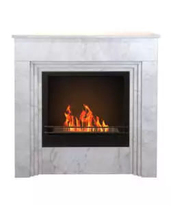 Camino bioetanolo da pavimento Divina Fire "Bellini" effetto marmo bianco 96x35x96 cm