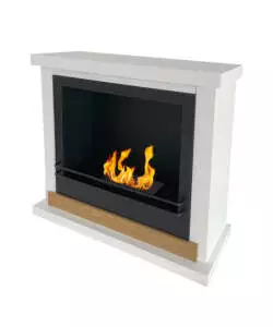 Camino bioetanolo da pavimento Divina Fire "Stoccolma" in legno bianco 75,5x28x70 cm