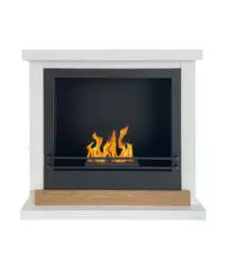Camino bioetanolo da pavimento Divina Fire "Stoccolma" in legno bianco 75,5x28x70 cm