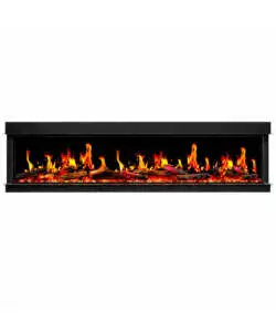 Camino elettrico da incasso Divina Fire "Filadelfia" in acciaio nero 152x24x52 cm