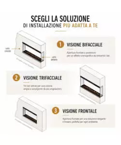 Camino elettrico da incasso Divina Fire "Montreal" in acciaio nero 127x53x61 cm